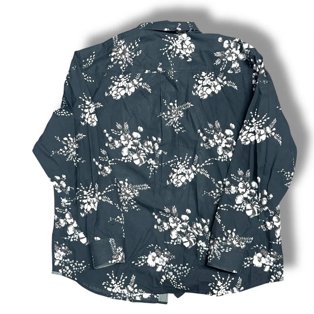 Tommy Bahama Island Modern Fit Floral Cotton Shirt Navy White XLX Relaxed Casual